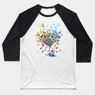 Pomeranian and butterfly Baseball T-Shirt